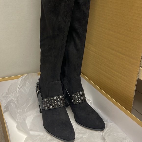 BNIB Michael Kors Boot Nadine Black Stretch suede 3”heeled size - Picture 2 of 11
